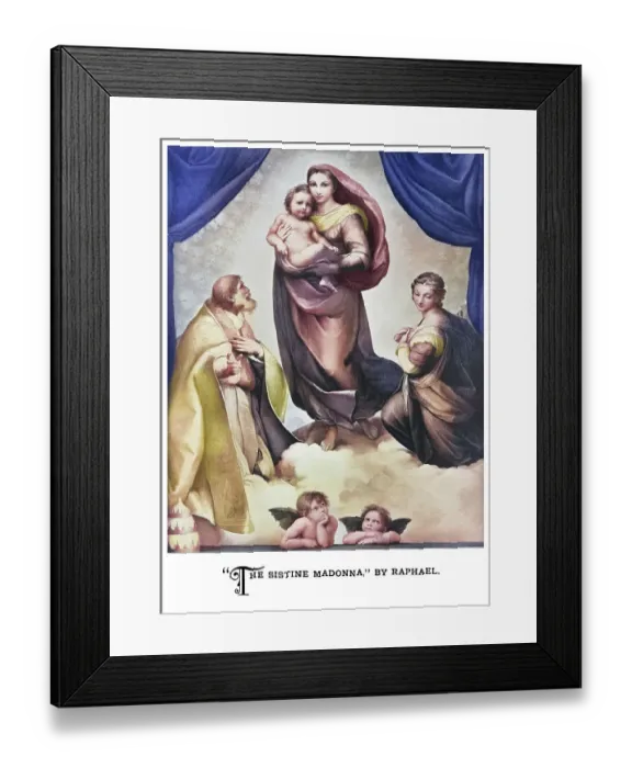 Framed Print : Old chromolithograph illustration of The Sistine Madonna ( Madonna di San Sisto), oil painting by the Italian artist Raphael Framed Print : Old chromolithograph illustration of The Sistine Madonna ( Madonna di San Sisto), oil painting by the Italian artist Raphael