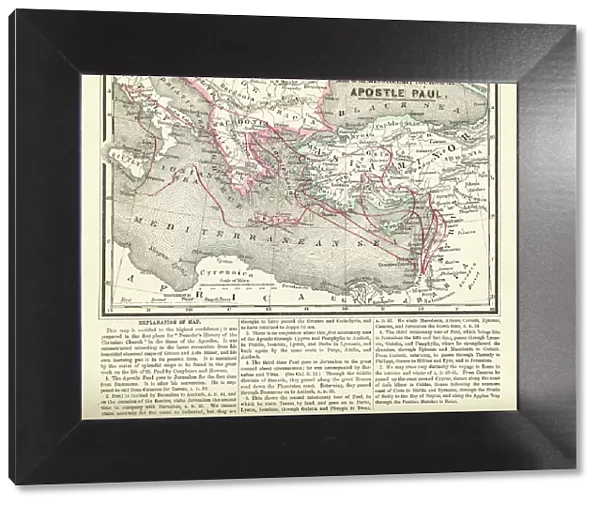 Antique Engraving: Travels of The Apostle Paul Map Engraving