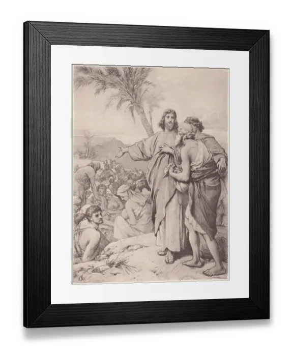 Framed Print : Jesus Feeds the Five Thousand, photogravure, published in 1886 Framed Print : Jesus Feeds the Five Thousand, photogravure, published in 1886