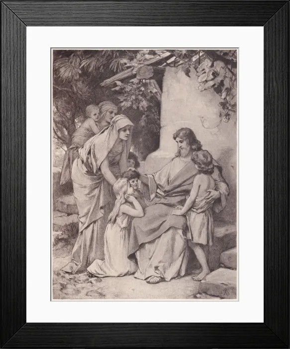 Framed Print : Jesus and the children, photogravure, published in 1886 Framed Print : Jesus and the children, photogravure, published in 1886