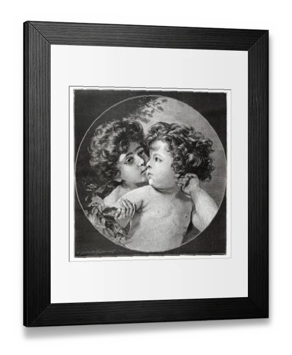 Framed Print : Two little brothers in love illustration 1888
