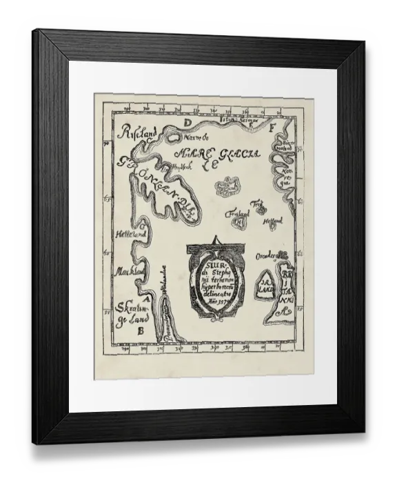 Framed Print : Map of America Greenland Ireland and Great Britain 1570 by Sigur Stephanius Framed Print : Map of America Greenland Ireland and Great Britain 1570 by Sigur Stephanius
