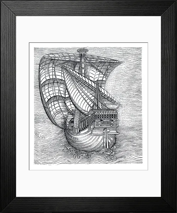 Framed Print : Sailing ship 15th century woodcut Framed Print : Sailing ship 15th century woodcut