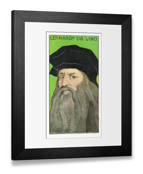 Framed Print : Leonardo da Vinci portrait art nouveau illustration Framed Print : Leonardo da Vinci portrait art nouveau illustration