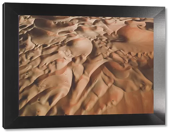 Sand dunes taken from a drone in the Arabian desert, United Arab Emirates