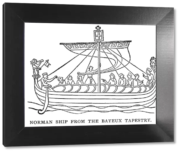 woodcut of Norman ship from Bayeux Tapestry
