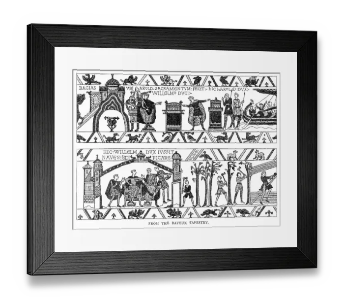 Framed Print : Scenes from the Bayeux Tapestry - Victorian engraving Framed Print : Scenes from the Bayeux Tapestry - Victorian engraving