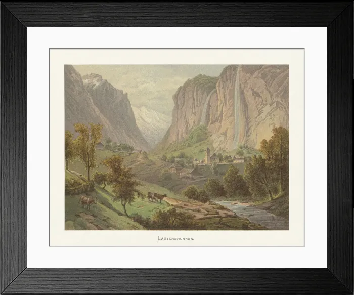 Framed Print : Historical view of Lauterbrunnen, Bernese Oberland, Switzerland, chromolithograph, published ca. 1872 Framed Print : Historical view of Lauterbrunnen, Bernese Oberland, Switzerland, chromolithograph, published ca. 1872