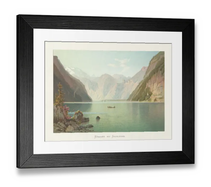 Framed Print : Konigssee (King's lake), Berchtesgadener Land, Bavaria, Germany, chromolithograph, published ca. 1874 Framed Print : Konigssee (King's lake), Berchtesgadener Land, Bavaria, Germany, chromolithograph, published ca. 1874