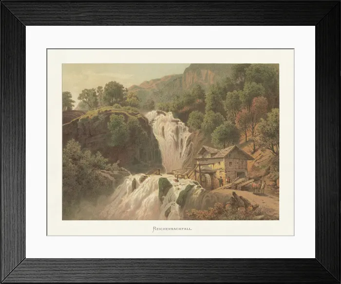 Framed Print : Reichenbach Falls, Bernese Oberland, Switzerland, chromolithograph, published ca. 1872 Framed Print : Reichenbach Falls, Bernese Oberland, Switzerland, chromolithograph, published ca. 1872