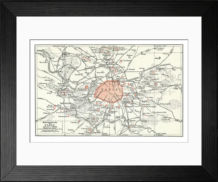 Framed Print : Old chromolithograph map of Paris, capital and most populous city of France Framed Print : Old chromolithograph map of Paris, capital and most populous city of France