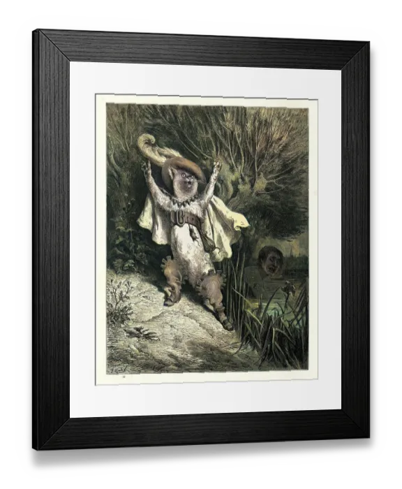 Framed Print : Puss in Boots, Fairy Tales of Charles Perrault illustrated by Gustave Dore Framed Print : Puss in Boots, Fairy Tales of Charles Perrault illustrated by Gustave Dore
