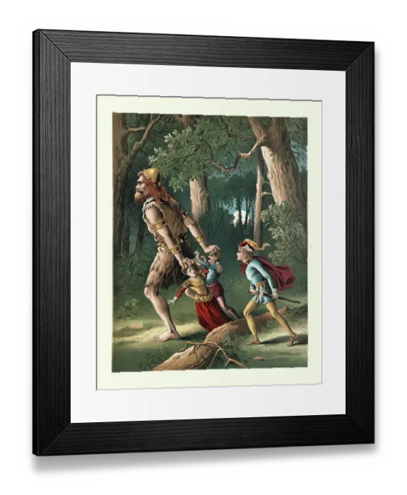 Framed Print : Jack the Giant Killer, rescuing people from the evil giant, Fairy tale Framed Print : Jack the Giant Killer, rescuing people from the evil giant, Fairy tale