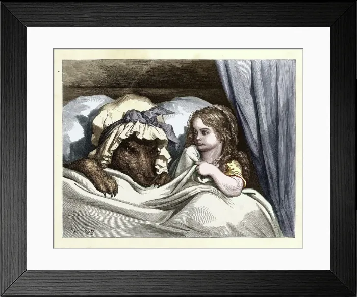Framed Print : The Wolf and Little Red Riding Hood, by Gustave Dore Framed Print : The Wolf and Little Red Riding Hood, by Gustave Dore