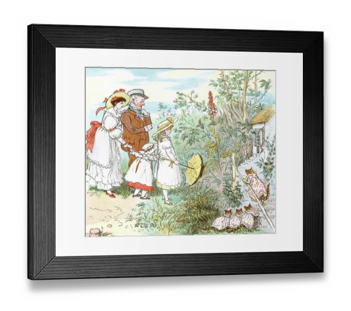 Framed Print : Mother cat and kittens going home Framed Print : Mother cat and kittens going home