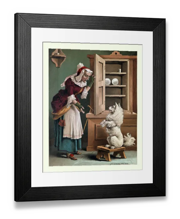 Framed Print : Old Mother Hubbard, The Cupboard was bare, nursery rhyme Framed Print : Old Mother Hubbard, The Cupboard was bare, nursery rhyme
