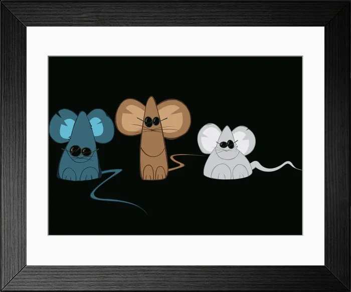 Framed Print : Three Blind Mice Illustration Framed Print : Three Blind Mice Illustration