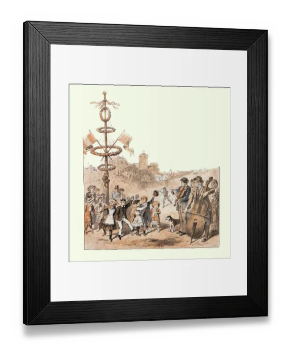Framed Print : Scenes from a traditional English village fete, Children dancing around the maypole, Victorian 19th Century Framed Print : Scenes from a traditional English village fete, Children dancing around the maypole, Victorian 19th Century