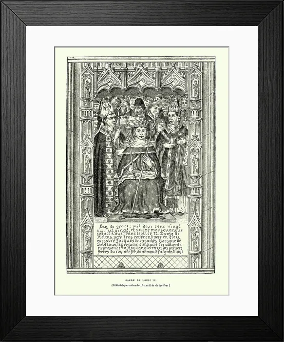 Framed Print : Coronation of King Louis IX of France, Crown and sceptre, bishops, French medieval history Framed Print : Coronation of King Louis IX of France, Crown and sceptre, bishops, French medieval history