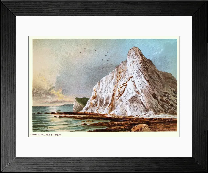 Framed Print : Culver Down, Isle of Wight, White chalk cliff, coastline, 19th Century Victorian Landscape Art Framed Print : Culver Down, Isle of Wight, White chalk cliff, coastline, 19th Century Victorian Landscape Art