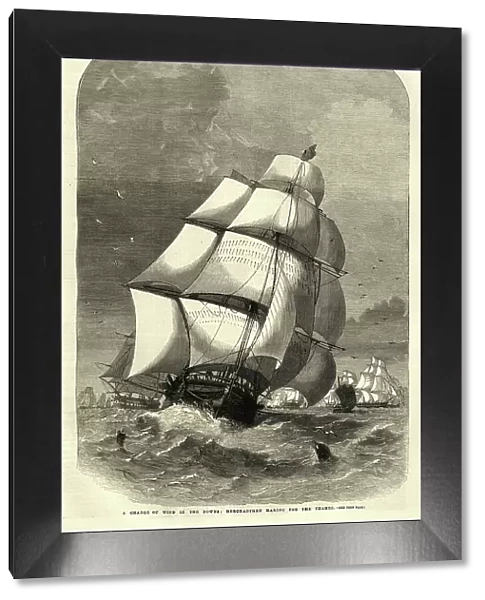 Sailing ship, Merchantmen making for the Thames under full sail, 19th Century Maritime history, Change of wind in the Downs