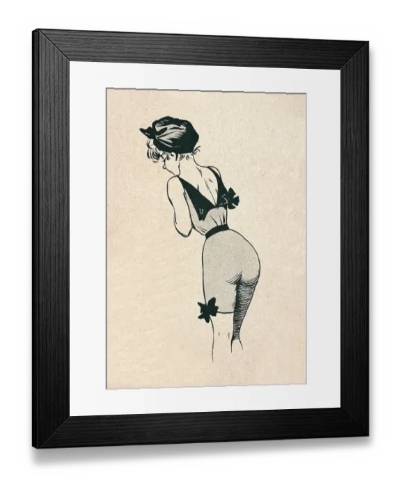 Framed Print : Sketch beautiful young woman bathing costume, Belle Epoque period, French 1890s, 19th Century Framed Print : Sketch beautiful young woman bathing costume, Belle Epoque period, French 1890s, 19th Century