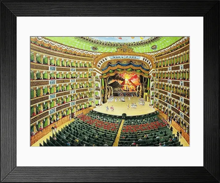 Framed Print : Theatre San Carlo indoors (Royal Theatre of Saint Charles), stage view Framed Print : Theatre San Carlo indoors (Royal Theatre of Saint Charles), stage view