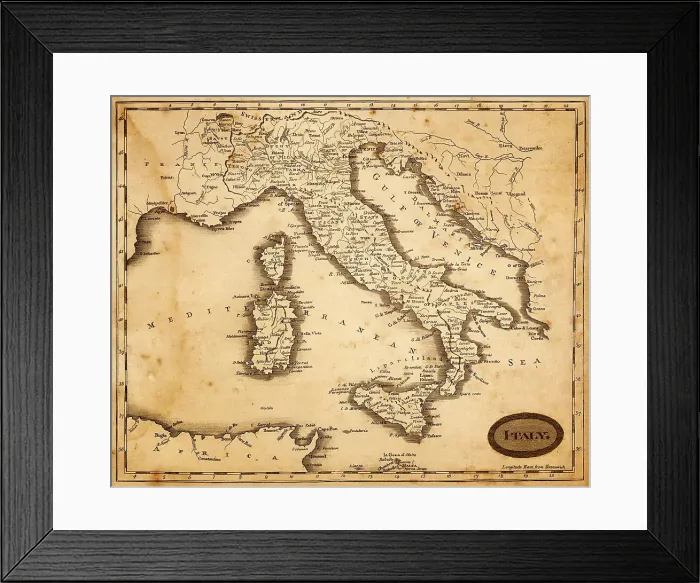 Framed Print : map of italy 1812 Framed Print : map of italy 1812