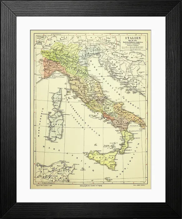 Framed Print : Map of Italy 1895 Framed Print : Map of Italy 1895