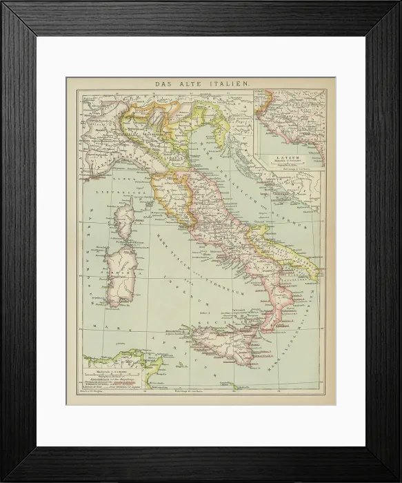 Framed Print : Old engraved map of the Old Italy