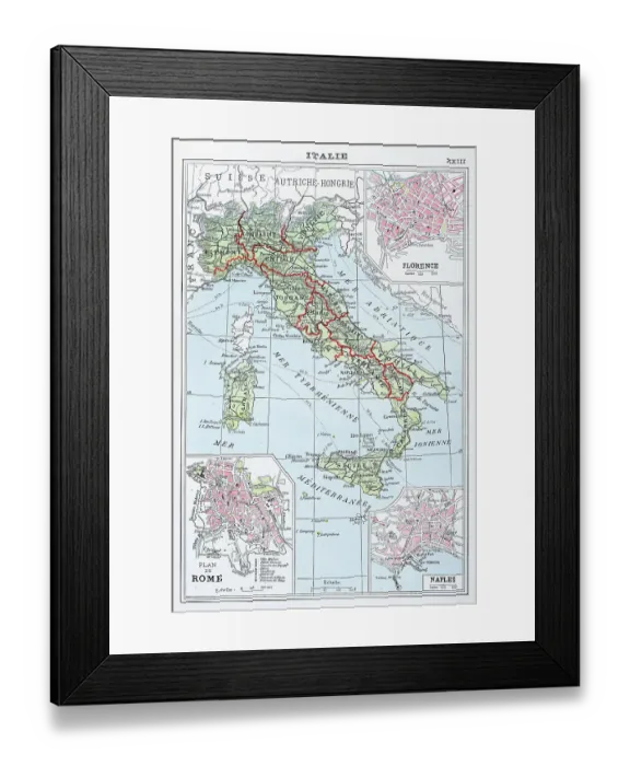 Framed Print : Antique map of Italy Framed Print : Antique map of Italy