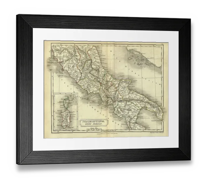 Framed Print : Antique map of Central Italy in Ancient times, Roman, Italiae Antiquae pars media Framed Print : Antique map of Central Italy in Ancient times, Roman, Italiae Antiquae pars media