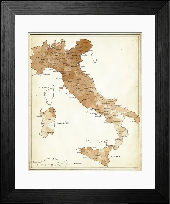 Framed Print : Map of Iltaly 1894 Framed Print : Map of Iltaly 1894