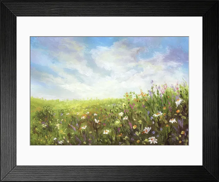 Framed Print : Summer meadow, painting Framed Print : Summer meadow, painting