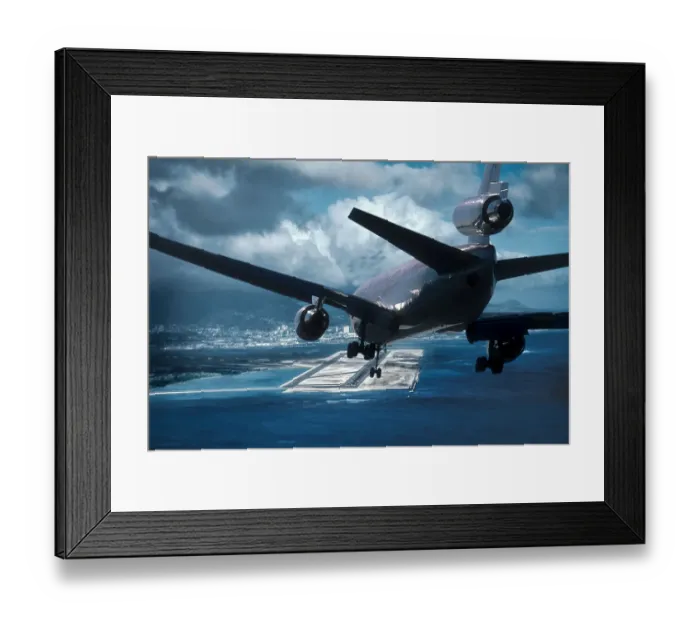 Framed Print : A McDonnell Douglas DC-10 wide body airliner lining up on the runway to land at Honolulu International Airport, Hawaii Framed Print : A McDonnell Douglas DC-10 wide body airliner lining up on the runway to land at Honolulu International Airport, Hawaii