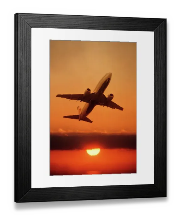Framed Print : Boeing 737 taking off at sunset Framed Print : Boeing 737 taking off at sunset