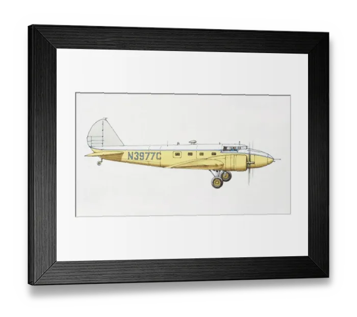 Framed Print : Yellow 1933 Boeing 247 airliner, side view Framed Print : Yellow 1933 Boeing 247 airliner, side view