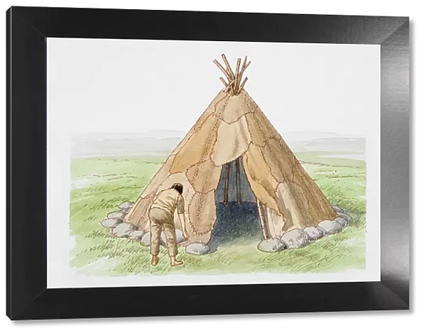 Ancient conical tepee-like shelter
