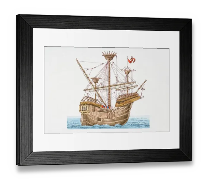 Framed Print : 1450 carrack at sea Framed Print : 1450 carrack at sea