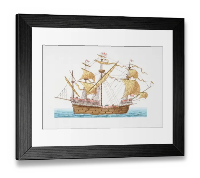 Framed Print : The 1514 ship Henry Grace a Dieu, side view