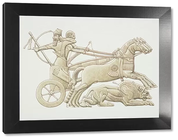 Mesopotamia, warriors riding chariot, side view