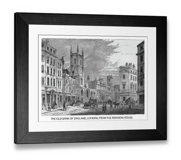 Framed Print : Old illustration of the Old Bank of England, looking from the Mansion House, London, England Framed Print : Old illustration of the Old Bank of England, looking from the Mansion House, London, England