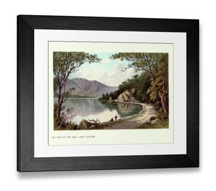 Framed Print : Scottish landscape, Path by Lake, Loch Katrine, Scotland. 19th Century Framed Print : Scottish landscape, Path by Lake, Loch Katrine, Scotland. 19th Century