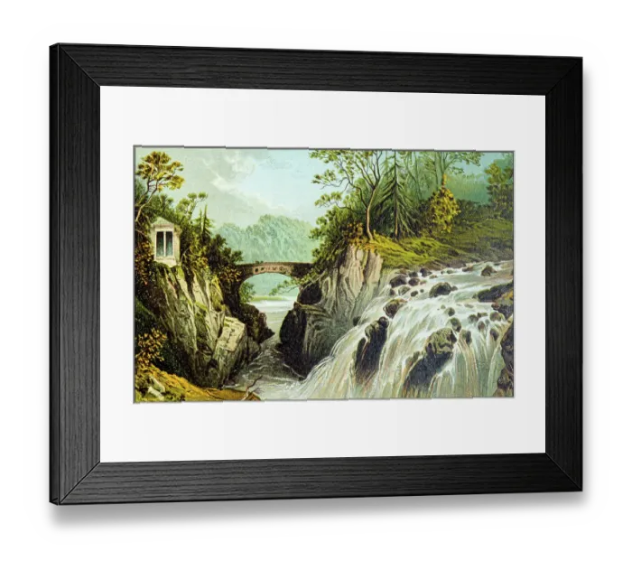 Framed Print : Antique painting of Scotland cities, lakes and mountains: Hermitage and Waterfalls of the Bruar, near Dunkeld Framed Print : Antique painting of Scotland cities, lakes and mountains: Hermitage and Waterfalls of the Bruar, near Dunkeld