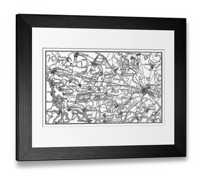 Framed Print : Old engraved map of the Battle of Kolin on 18 June 1757 saw 54, 000 Austrians under Count von Daun defeat 34, 000 Prussians under Frederick the Great during the Third Silesian War (Seven Years War)