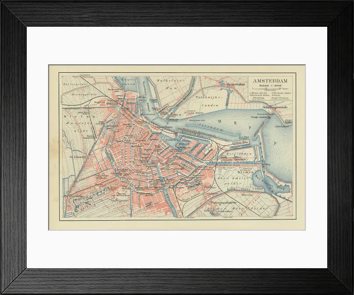 Framed Print : Old chromolithograph map of Amsterdam, capital and most populous city of the Netherlands Framed Print : Old chromolithograph map of Amsterdam, capital and most populous city of the Netherlands