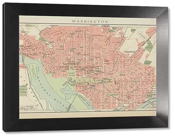 Old engraved map of City of Washington, USA