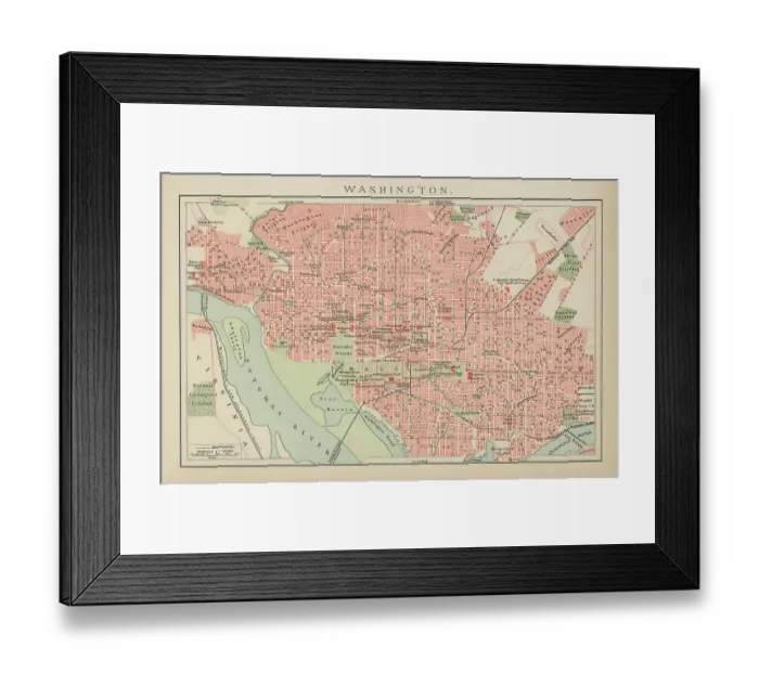 Framed Print : Old engraved map of City of Washington, USA Framed Print : Old engraved map of City of Washington, USA