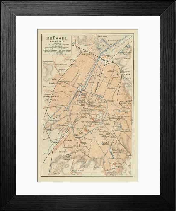 Framed Print : Old chromolithograph map of Brussels, officially the Brussels-Capital Region, region of Belgium comprising 19 municipalities, including the City of Brussels, which is the capital of Belgium Framed Print : Old chromolithograph map of Brussels, officially the Brussels-Capital Region, region of Belgium comprising 19 municipalities, including the City of Brussels, which is the capital of Belgium