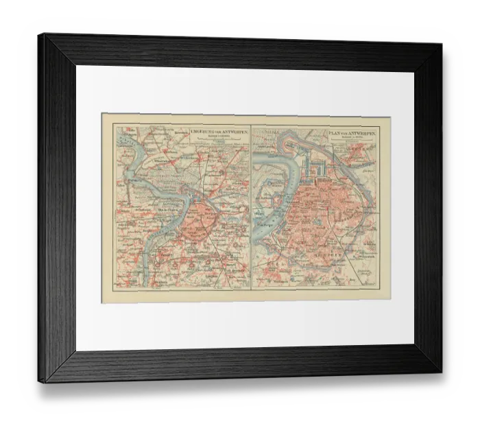Framed Print : Old chromolithograph map of Antwerp, largest city in Belgium, capital of Antwerp Province in the Flemish Region Framed Print : Old chromolithograph map of Antwerp, largest city in Belgium, capital of Antwerp Province in the Flemish Region
